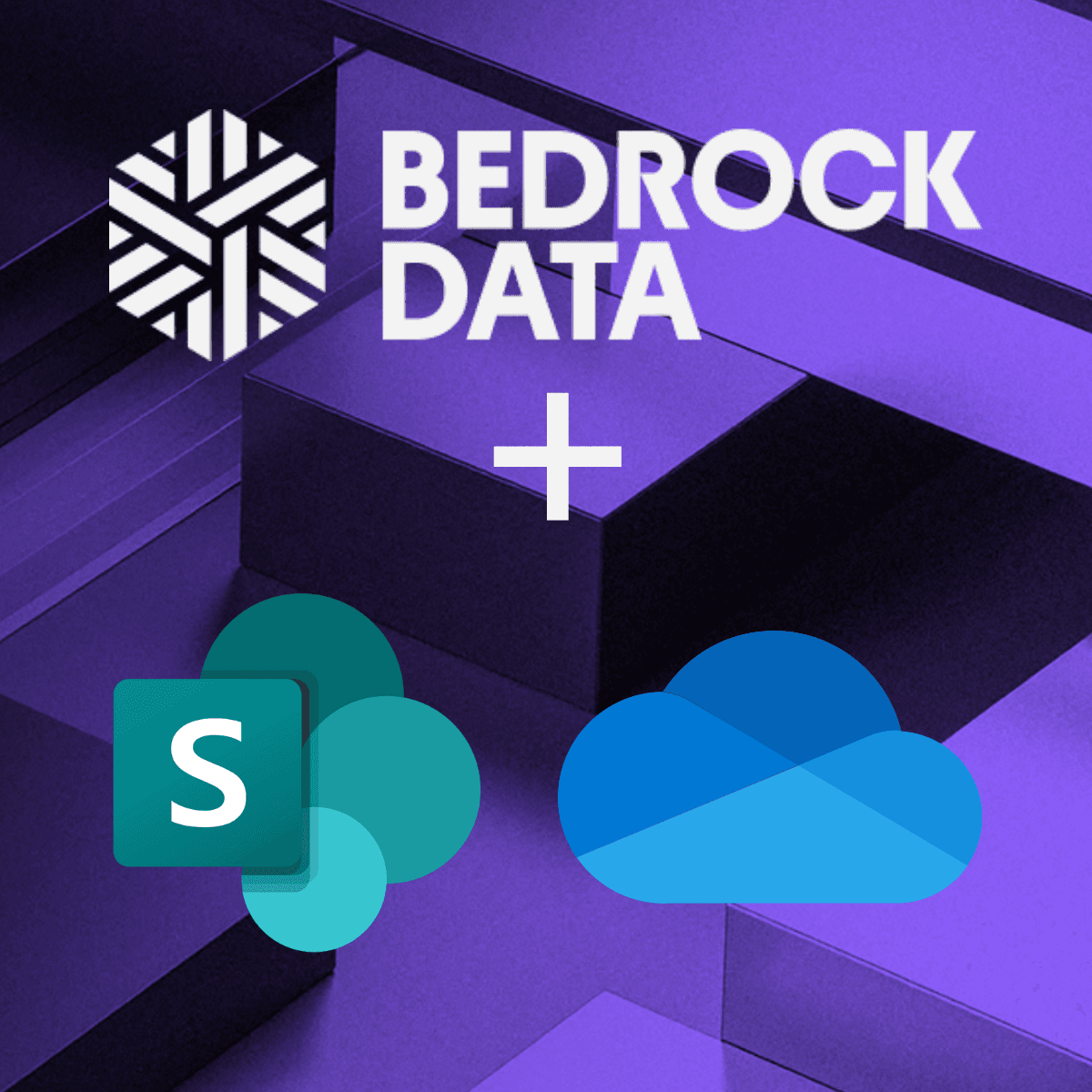 Bedrock Data logo and text, plus Microsoft SharePoint and OneDrive logos.