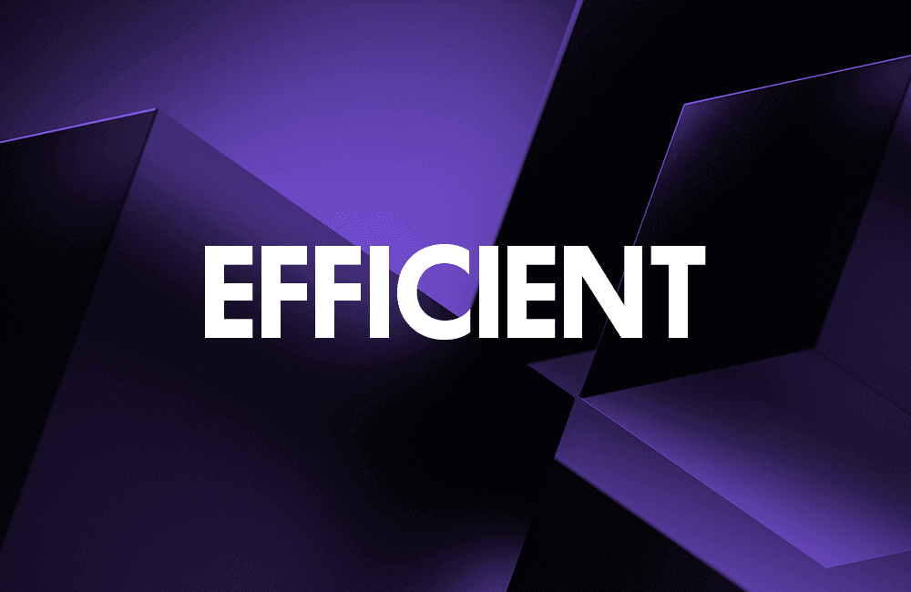the word efficient is on a purple background