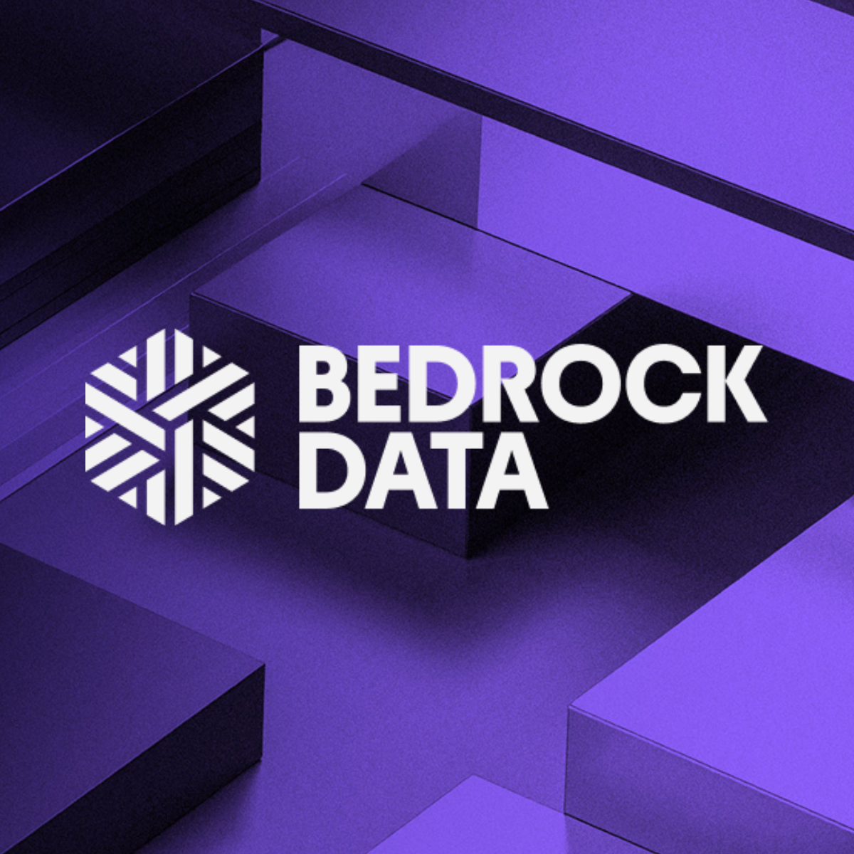 Bedrock Data logo with a white hexagonal symbol.